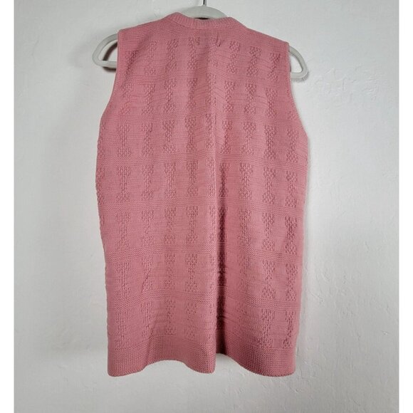 Vintage Milrank Vest Womens Pink Knit Cardigan Sweater Open Front Pockets USA - Picture 2 of 7